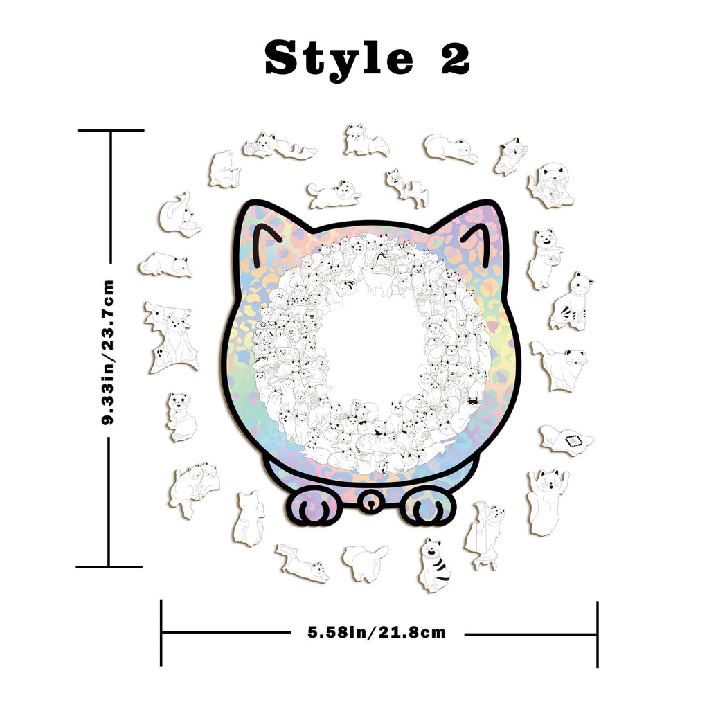 🎁49% OFF🎅135-Piece Morandi-Colored Cat Shaped Tray Wooden Jigsaw Puzzle