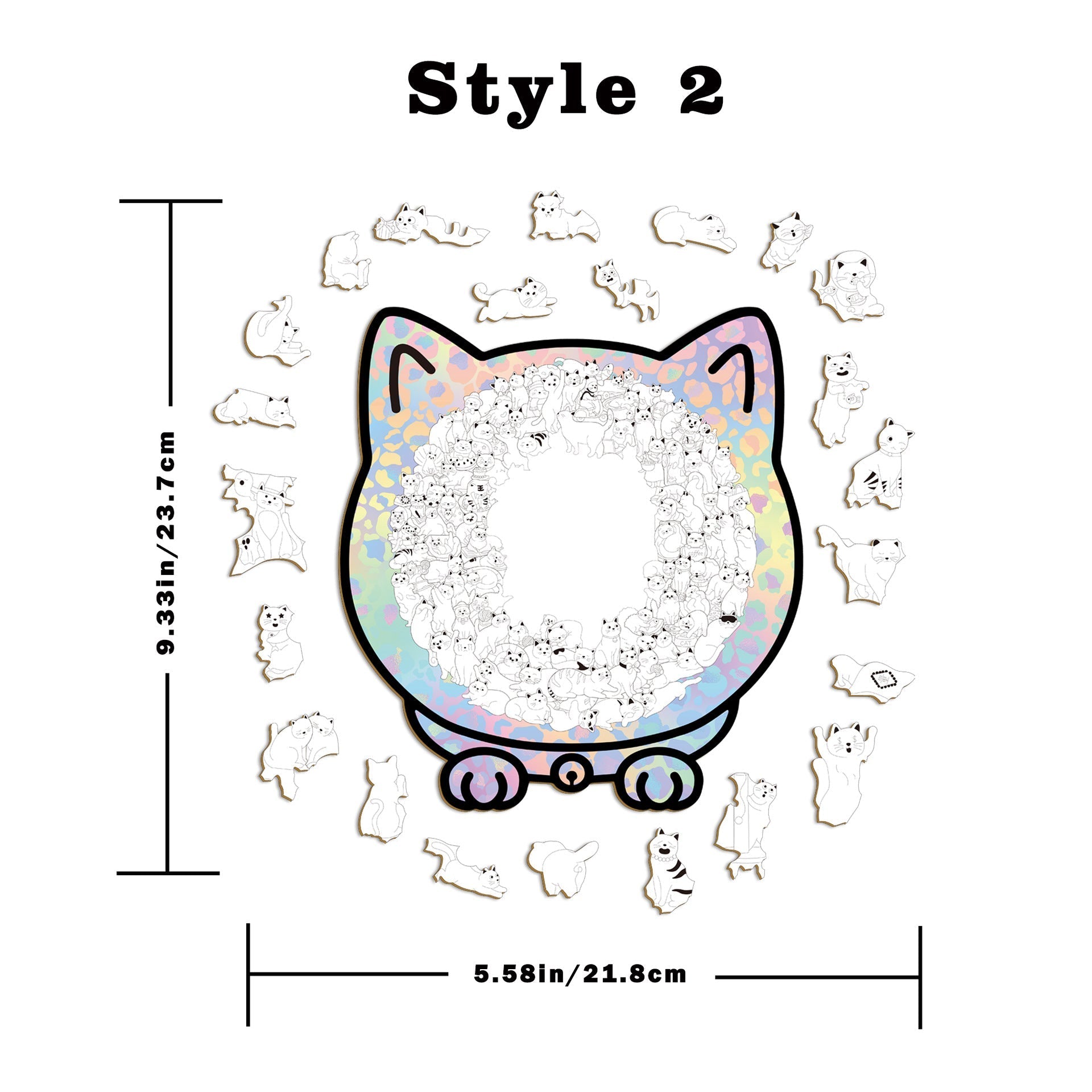 🎁49% OFF🎅135-Piece Morandi-Colored Cat Shaped Tray Wooden Jigsaw Puzzle