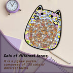 Cute Cat Shaped Tray Wooden Jigsaw Puzzle