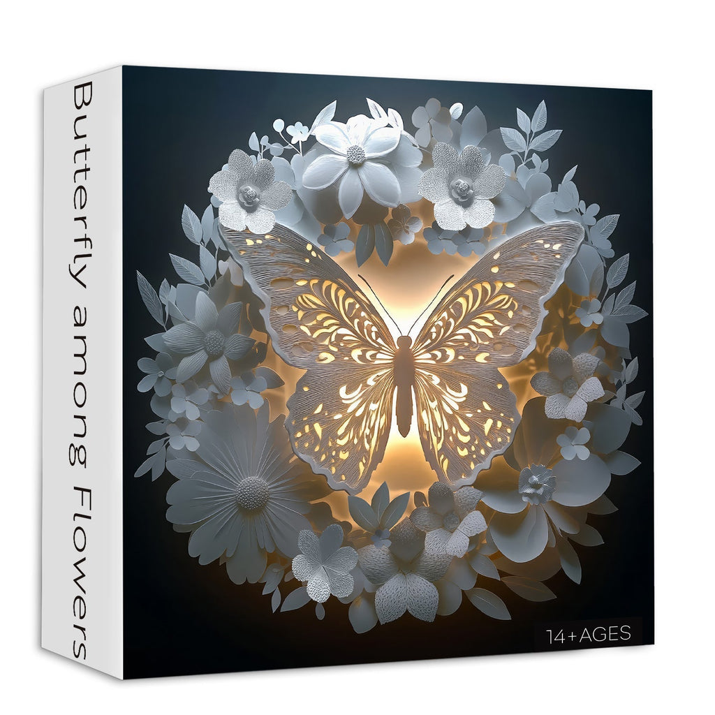 Butterfly Among Flowers Wooden Jigsaw Puzzle 1000 Pieces