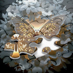 Butterfly Among Flowers Wooden Jigsaw Puzzle 1000 Pieces