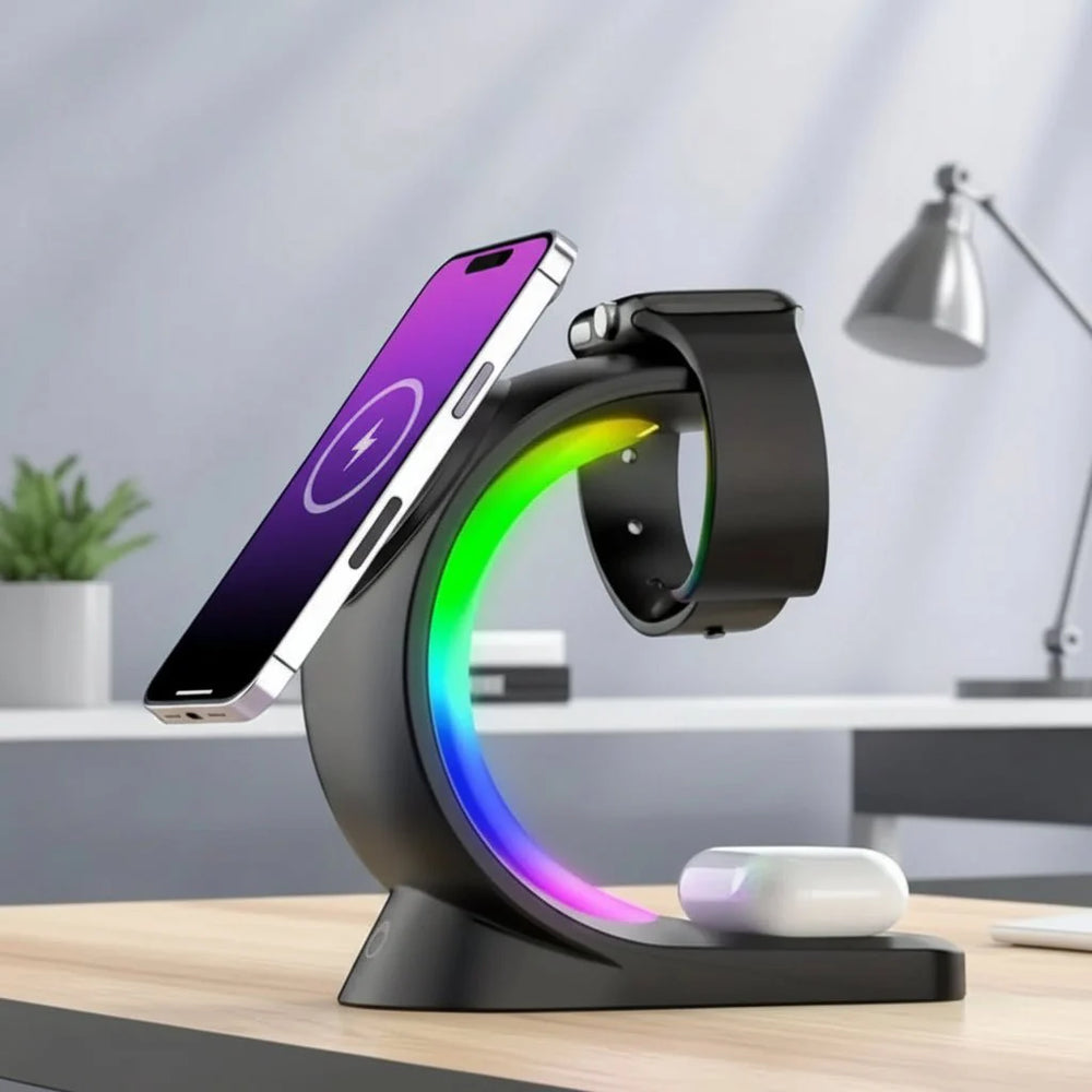 DESKLUX – LED Desk Lamp with Phone Holder & Wireless Charging