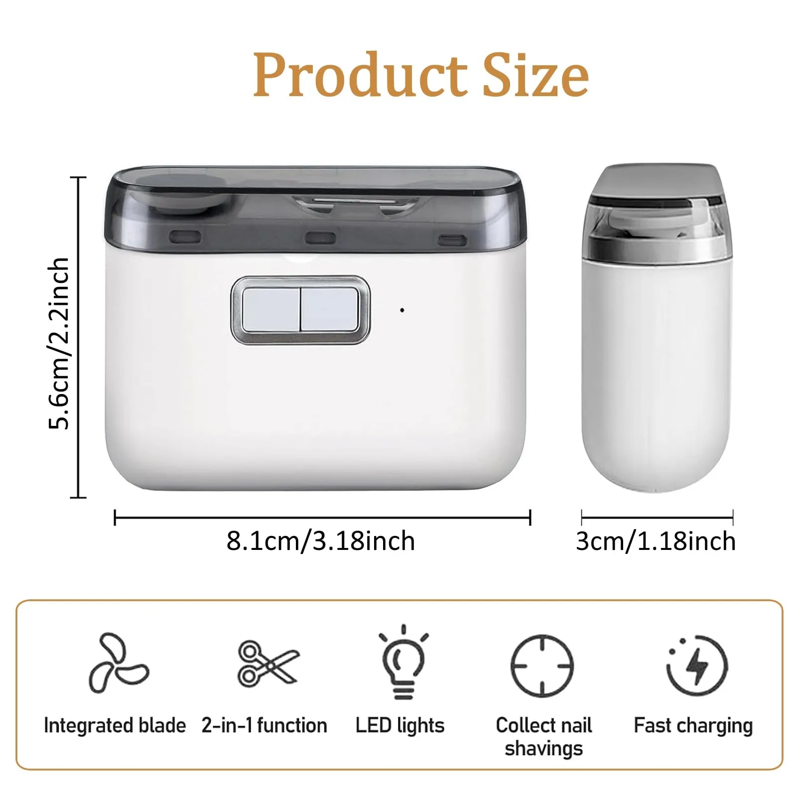 2 in 1 Electric Automatic Nail Clipper Trimmer