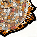 Colorful Cat-Shaped Tray Wooden Jigsaw Puzzle