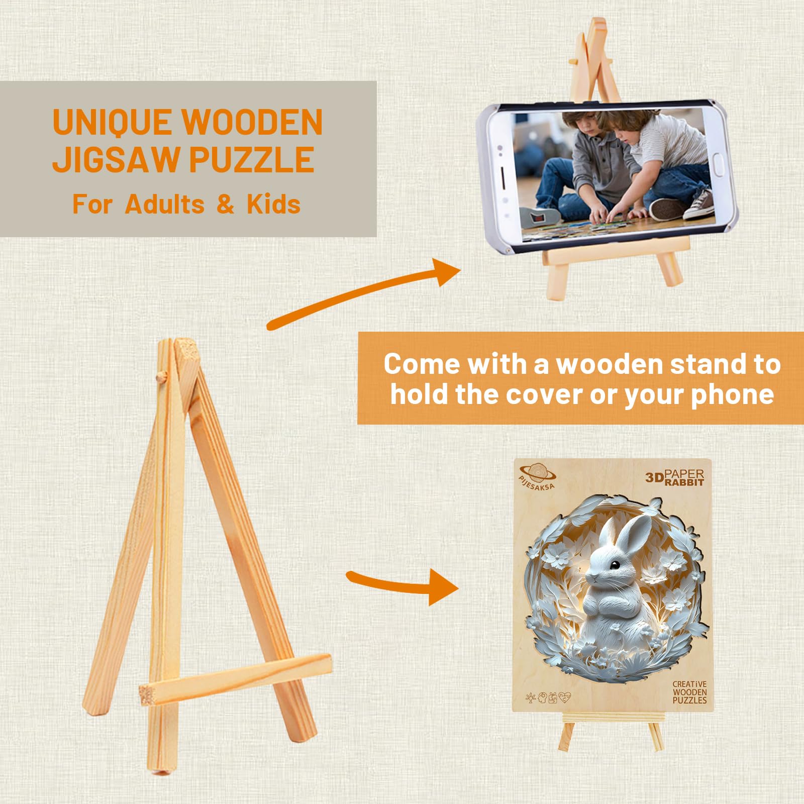 🐇3D Bunny Wooden Jigsaw Puzzle
