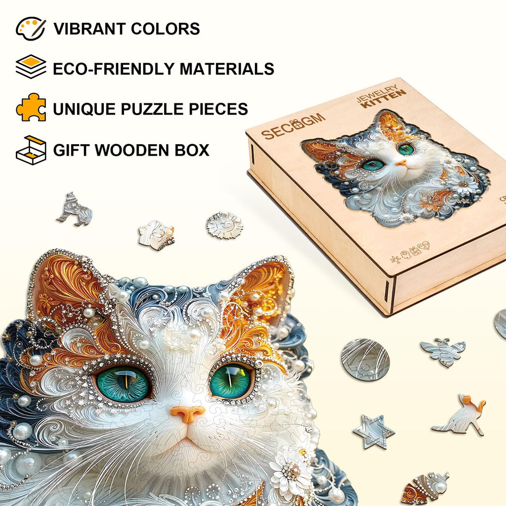 Hosally Jewelry Kitten Wooden Jigsaw Puzzle