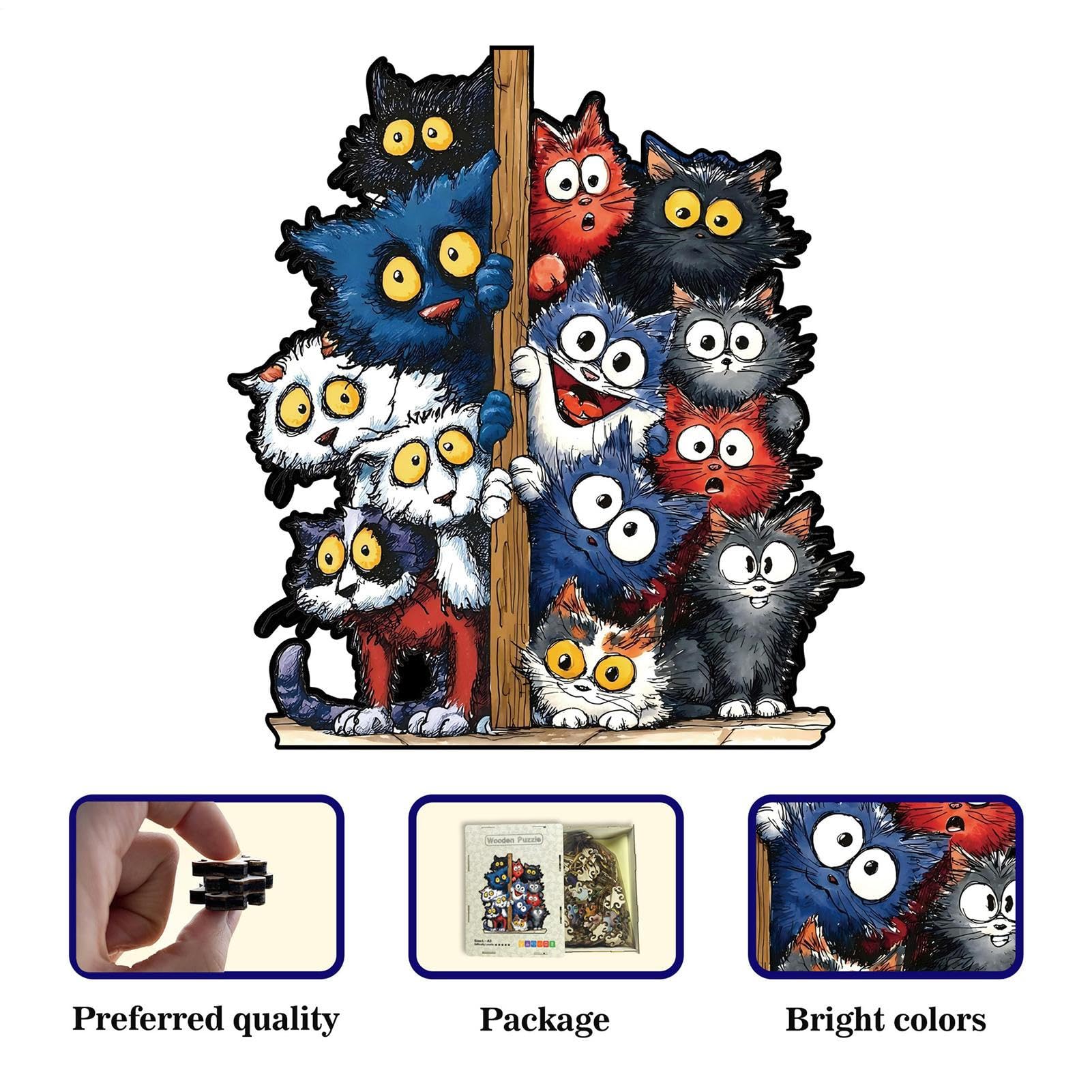 Kitty Shaped Wooden Jigsaw Puzzle